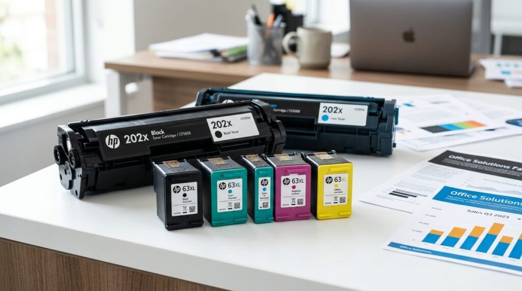 Close-up product photography of laser printer toner cartridg